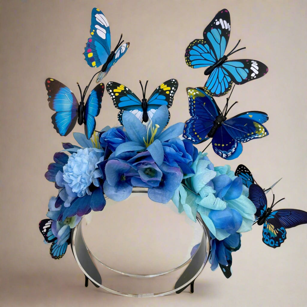 Blue Butterflies Headpiece - Designs by KB