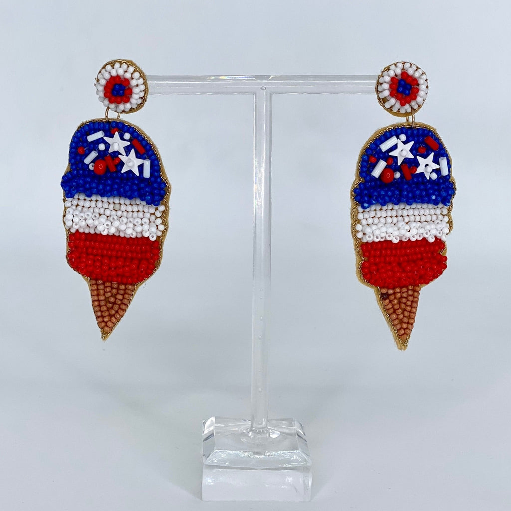 Constitutional Ice Cream Cone Earrings - Designs by KB